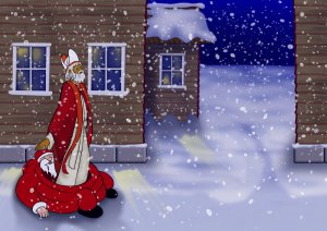 Pyhä Nikolaus riisuu yltään joulupukin